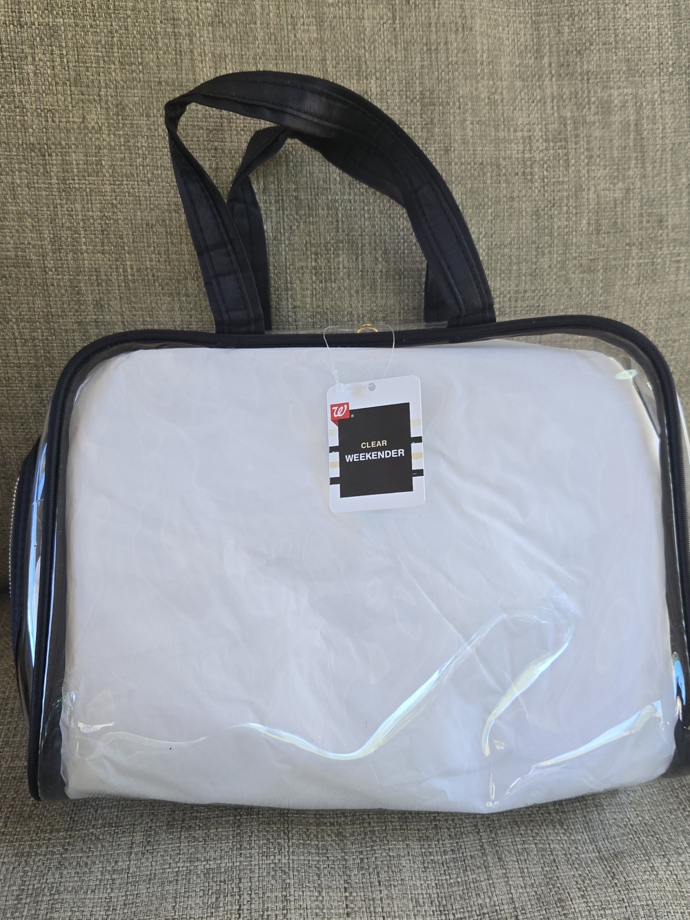 Clear White Weekender Cosmetic Bag with Black Trim